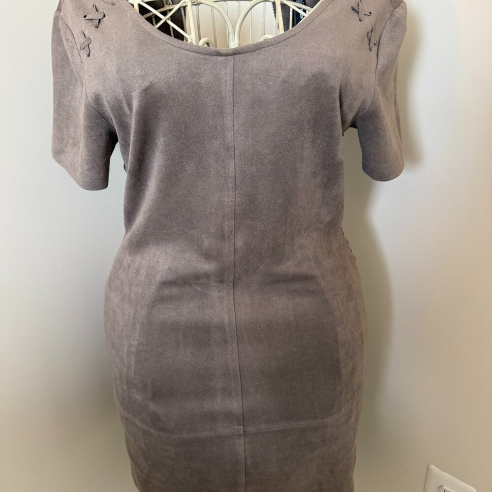Design Lab Women's Faux Suede Stretch Mini Sheath Dress